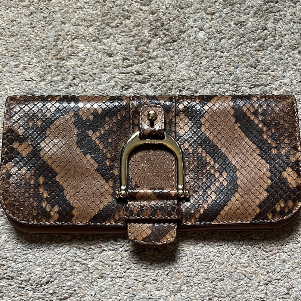 Authentic Gucci Python + Leather Clutch - image 5
